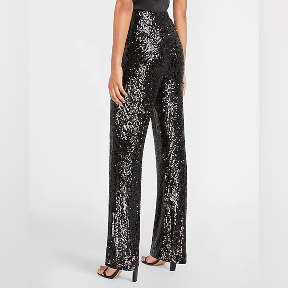 Black Sequin Boot Cut Pants Size Medium